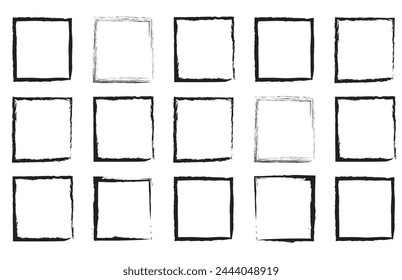 Hand drawn sketch frame vector. Simple doodle rectangle pencil frame border shape. Hand drawn doodle scribble border element for text quote template. Pencil brush stroke style .10 Eps