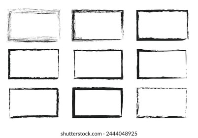 Hand drawn sketch frame vector. Simple doodle rectangle pencil frame border shape. Hand drawn doodle scribble border element for text quote template. Pencil brush stroke style .10 Eps