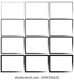 Hand drawn sketch frame vector. Simple doodle rectangle pencil frame border shape. Hand drawn doodle scribble border element for text quote template. Pencil brush stroke style. EPS file 37.