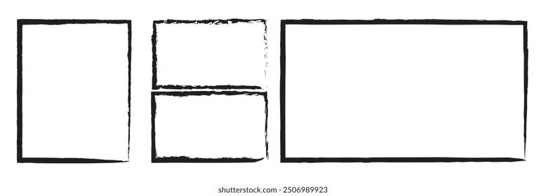 Hand drawn sketch frame vector. Simple doodle rectangle pencil frame border shape. Hand drawn doodle scribble border element for text quote template. 