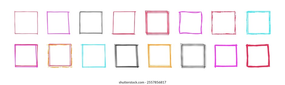 Hand drawn sketch frame vector. Frames line in hand drawn style. Vector illustration.