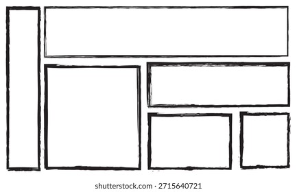 Vector dibujado a mano del marco del bosquejo. Forma de borde de marco de lápiz rectángulo doodle simple. Dibujado a mano doodle garabato elemento de borde para la Plantilla de cita de texto. Estilo de trazo de pincel de lápiz. Ilustración vectorial