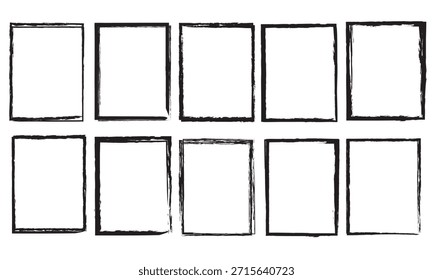 Hand drawn sketch frame vector. Simple doodle rectangle pencil frame border shape. Hand drawn doodle scribble border element for text quote template. Pencil brush stroke style. Vector illustration