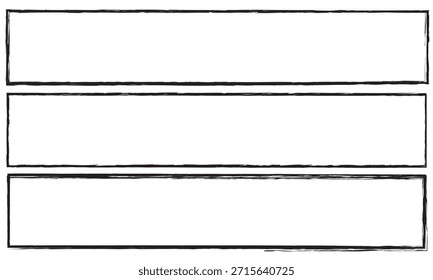 Vector dibujado a mano del marco del bosquejo. Forma de borde de marco de lápiz rectángulo doodle simple. Dibujado a mano doodle garabato elemento de borde para la Plantilla de cita de texto. Estilo de trazo de pincel de lápiz. Ilustración vectorial
