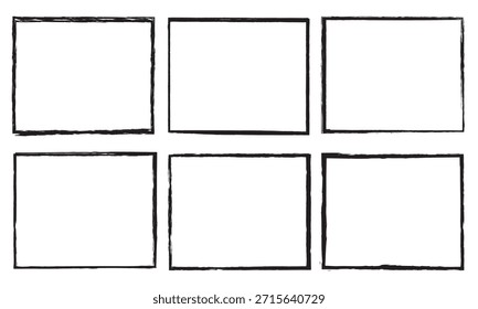 Vector dibujado a mano del marco del bosquejo. Forma de borde de marco de lápiz rectángulo doodle simple. Dibujado a mano doodle garabato elemento de borde para la Plantilla de cita de texto. Estilo de trazo de pincel de lápiz. Ilustración vectorial