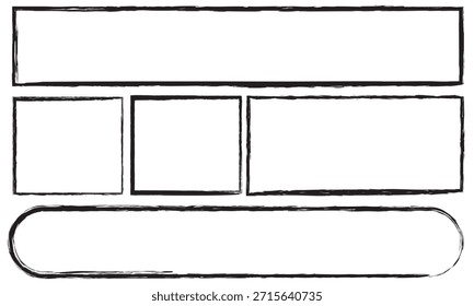 Handgezeichneter Skizzenrahmenvektor. Einfaches Rechteck-Rahmenstiftrahmen-Shape für Doodle. Handgezeichnetes Randelement für Textzitatvorlage mit Kritzelritzen. Pinselstrich-Stil. Vektorgrafik