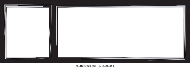 Vector dibujado a mano del marco del bosquejo. Forma de borde de marco de lápiz rectángulo doodle simple. Dibujado a mano doodle garabato elemento de borde para la Plantilla de cita de texto. Estilo de trazo de pincel de lápiz. Ilustración vectorial.