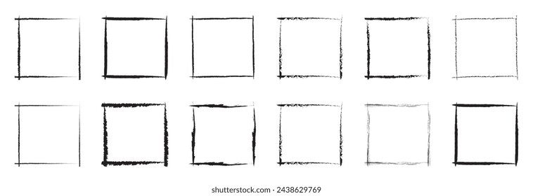 Hand drawn sketch frame vector.Simple doodle rectangle pencil frame border shape.Hand drawn doodle scribble border element for text quote template.Pencil brush stroke styleisolated on white background