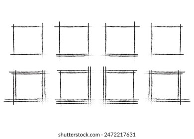 Handgezeichneter Skizzenrahmen Vektorgrafik.Simple Doodle Rechteck Bleistift Rahmen Rahmenform.Hand gezeichnetes Doodle Scribble Rahmenelement für Textzitat Vorlage.Bleistift Pinselstrich Stil auf weißem Hintergrund isoliert
