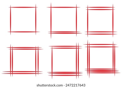 Hand drawn sketch frame vector.Simple doodle rectangle pencil frame border shape.Hand drawn doodle scribble border element for text quote template.Pencil brush stroke styleisolated on white background