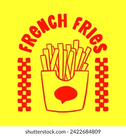 Hand drawn sketch of french fries. Illustration for fast food restaurant menu or packaging design.