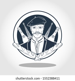 Hand drawn sketch french man