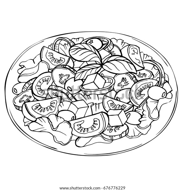 Hand Drawn Sketch Fresh Salad Greens Stock Vector (Royalty Free) 676776229