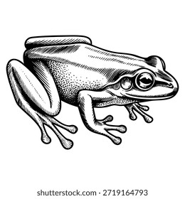 Desenho desenhado à mão desenho vetor de rã ilustração adequada para sapos ou anfíbios natureza educação vida selvagem ou conceitos científicos de arte criativa