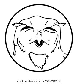 Hand drawn sketch fun owl. Vector illustration on white background.