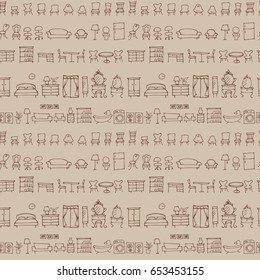 Hand drawn sketch furniture pattern