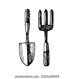Hand drawn sketch gardening vector isolated illustration