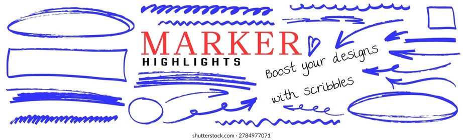 Hand drawn sketch with gentle highlight accents, marker adds character, arrow leads the line and underline appears softly with pen and highlight.
