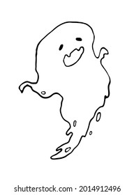 Handgezeichnete Skizze von Geist einzeln auf weißem Hintergrund. Cute Cartoon spoky Charakter. Fröhliches Halloween.
