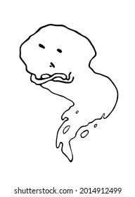 Esbozo dibujado a mano del fantasma aislado en el fondo blanco. Ilustración vectorial para afiches, decoración e impresión. Elemento para el diseño decorativo de otoño, halloween. 