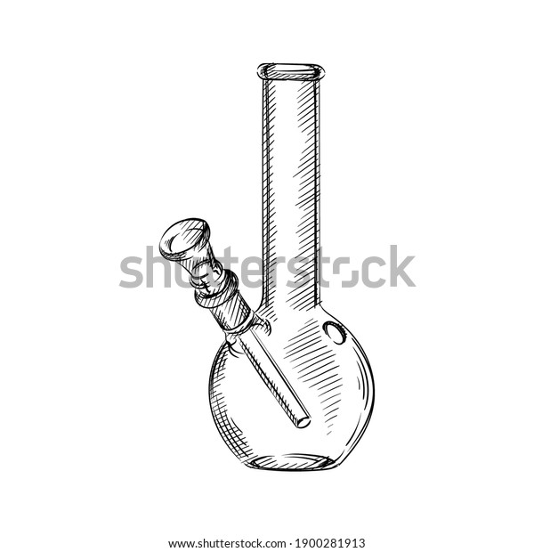 Hand Drawn Sketch Glass Bongs Weed Stock Vector (Royalty Free