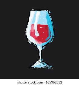 Hand drawn sketch of a glass of wine