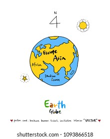 Hand drawn sketch globe - Vector