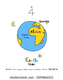 Hand drawn sketch globe - Vector