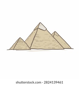 Hand drawn sketch of the Great Pyramids of Giza with detailed stone texture