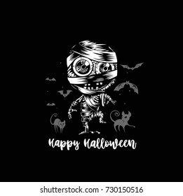 Hand drawn sketch of halloween mummy, scary, horror, party, holiday, celebration, vector illustration
