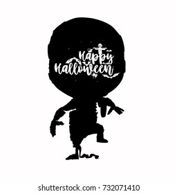 Hand drawn sketch of halloween mummy, shadow, black, holiday, bat, scary, vector illustration