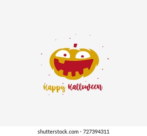 Hand drawn sketch of halloween pumpkin, devil, scary ,fearful, party, holiday, horror, vector illustration