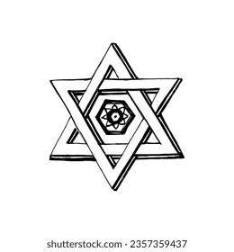 Hand drawn sketch Hanukkah background. Israel festival card. 