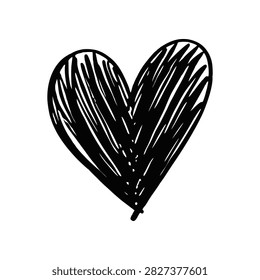 Hand drawn sketch of a heart symbol with textured pen strokes love heart romantic valentine illustration isolated creative affection weddings invitation ornament scribble artistic