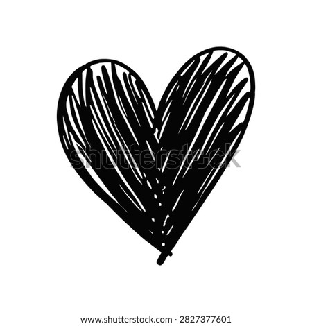 Hand drawn sketch of a heart symbol with textured pen strokes love heart romantic valentine illustration isolated creative affection weddings invitation ornament scribble artistic