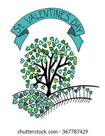 Hand drawn sketch heart tree