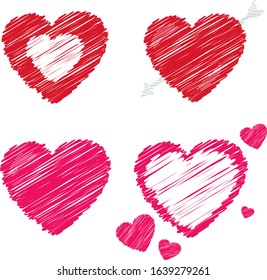 Hand drawn sketch hearts shape
