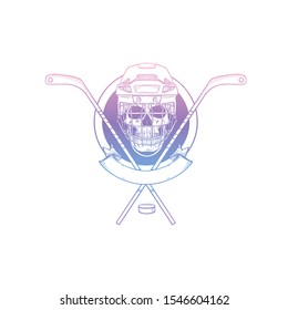 Hand drawn sketch hockey player skull