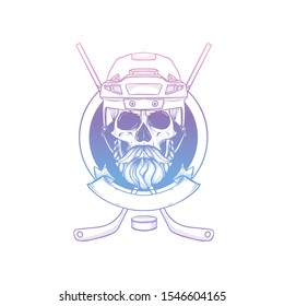 Hand drawn sketch hockey player skull