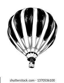 Hand drawn sketch of Hot Air Balloon in black isolated on white background. Detailed vintage style drawing. Illustration for posters and print