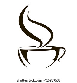 Hand drawn sketch hot drink tea or coffee cup icon or logo vector image