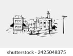 hand drawn sketch of a house