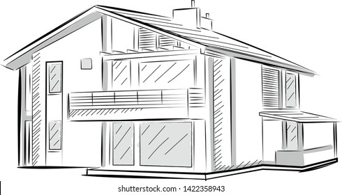 Hand Drawn Sketch Of A House