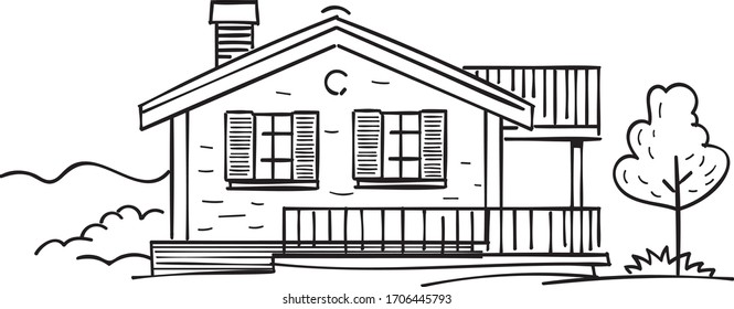 Hand drawn sketch of a house