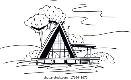 Hand drawn sketch of a house