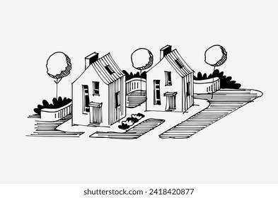 hand drawn sketch of a house