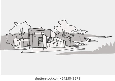 hand drawn sketch of a house