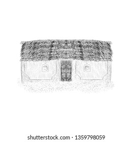Hand drawn sketch of house illustration.