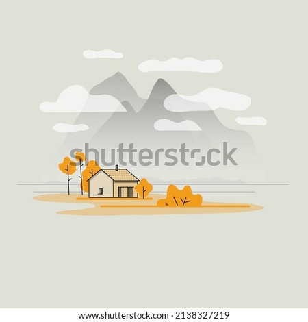 Hand drawn sketch of a house. Small business, marketing
and packaging design. Cute building illustration. Cartoon.
