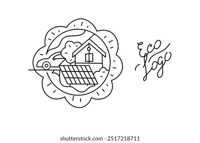 Dibujado a mano boceto de una casa. Arte vectorial, logotipo, libro para colorear.